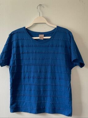 Chico's Royal Blue Short Sleeve Textured Tee